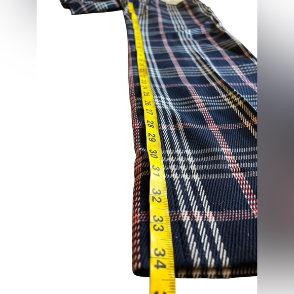 Andiata Women’s Virgin Wool Plaid Pants Navy Red White Size 38 (US 10) Trousers - Picture 6 of 8